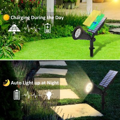 1pc/2pcs 7LED Solar Spotlight Auto Color-Changing Outdoor Lighting Garden Solar Lamp Landscape Wall Light for Decoration