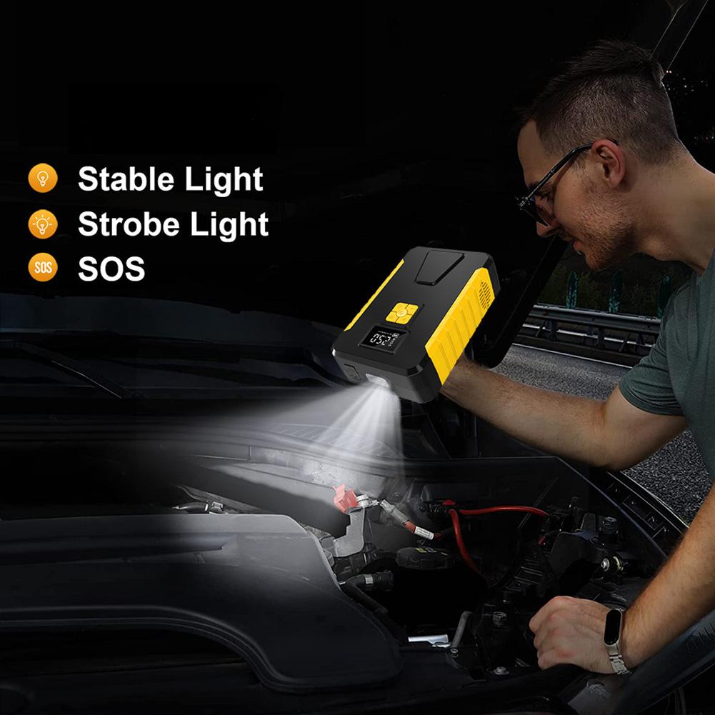 Car Jump Starter With Air Compressor 12V 26800mAh Lithium Jump Box Emergency Start Power Vehicles Tire Inflator With LCD Display