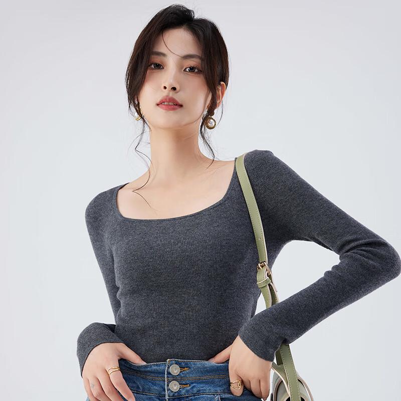 Women's 100% Pure Wool Square Neck Sweater
