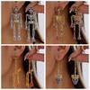 Crystal Halloween Skull Earrings Zircon Long Tassel Drop Earrings Skeleton Dangle Earrings  Unisex