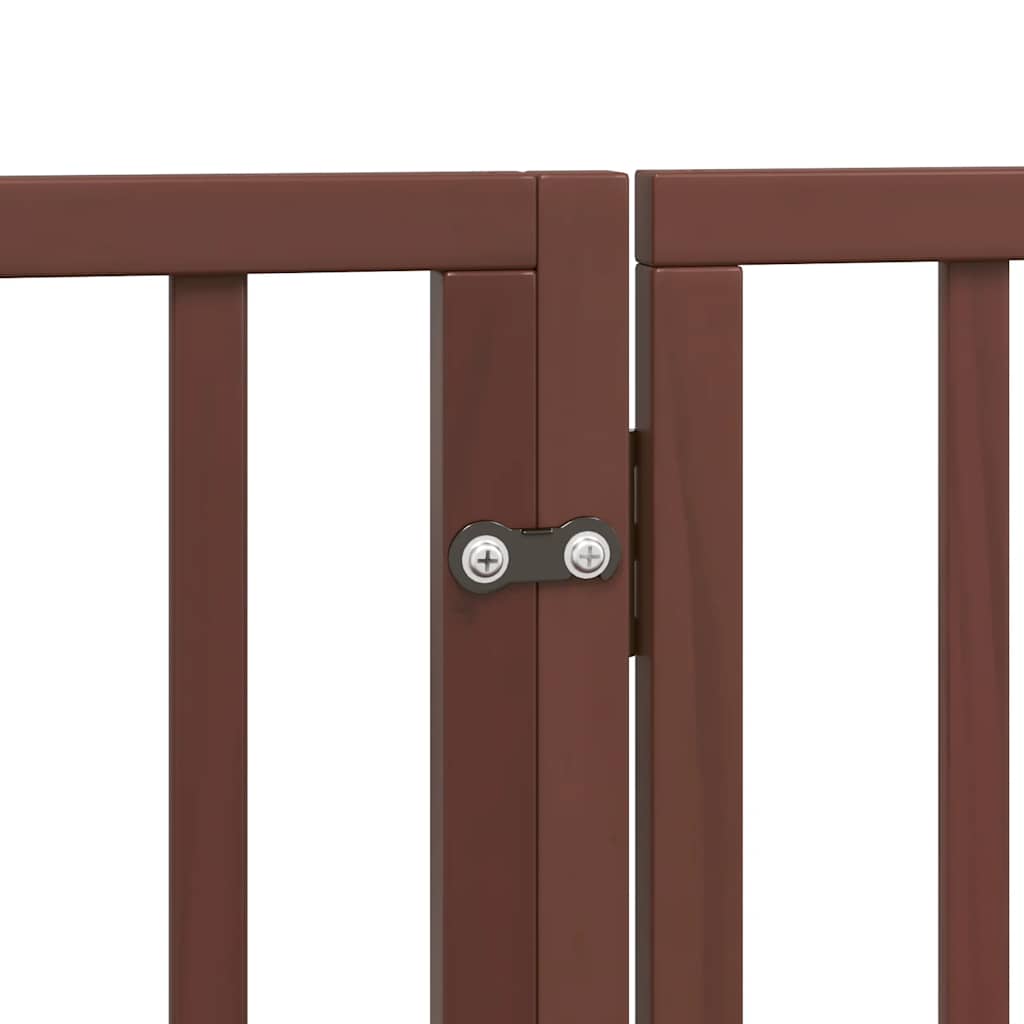 9 Panel Dog Gate with Door Foldable Brown 450 cm Poplar Wood