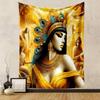 Egyptian Queen with Golden Peacock Crown Patterned tapestry home decor, suitable for bedroom and living room, gift