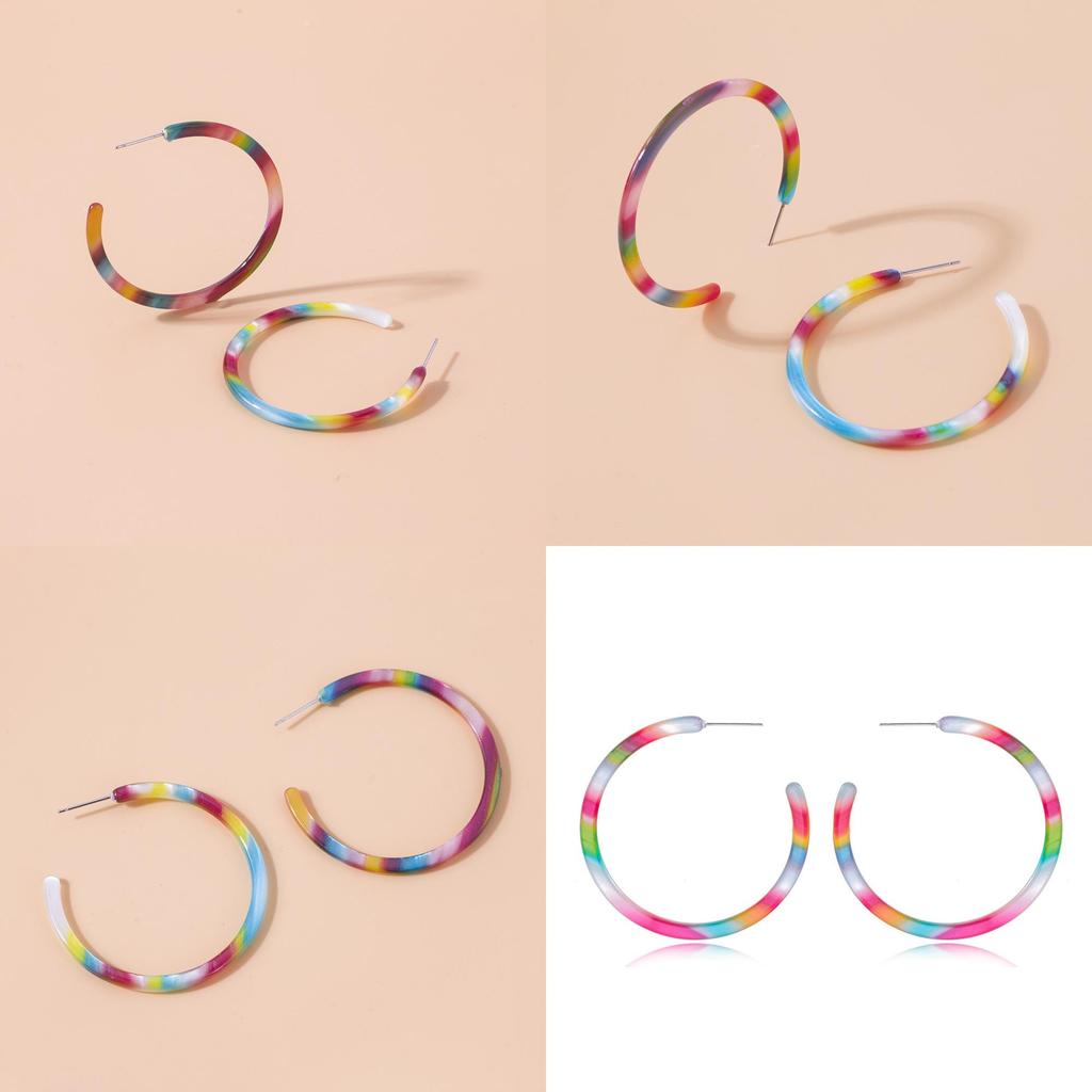 Stylish Colorful Acrylic C-shape Earrings For Women Modern Fashion Accessories