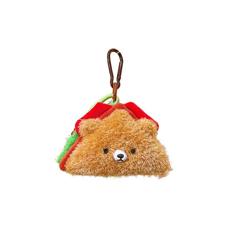 Bear Cute Plush Sandwich Keychain With Durable Rope For Bag Accessories Gifts