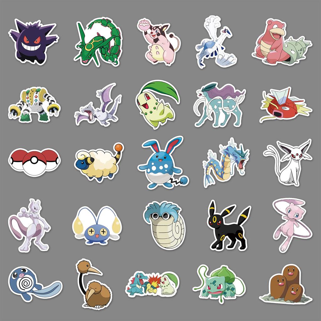 50 Pokémon Personalized Doodle Cartoon Japanese Comic DIY Suitcase Mobile Water Cup Car Stickers