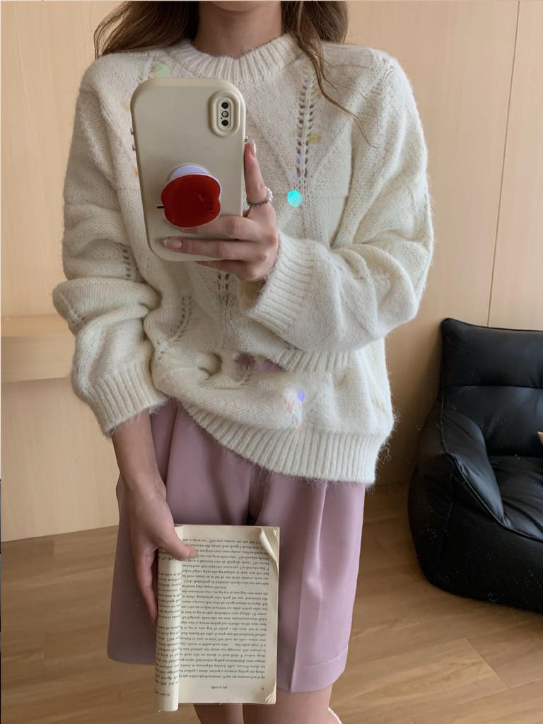 Women's Casual Long Sleeve Fall Winter Chunky Sweaters Crew Neck Solid Color Knitted Sweater for Women Oversized Pullover Tops Loose Fit Jumper