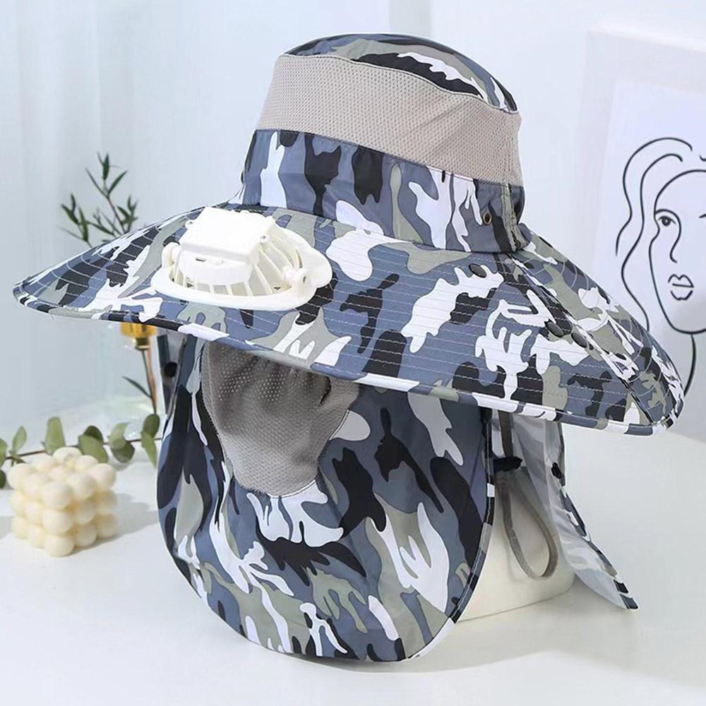 Solar Charging Solar Fan Hat Wide Brim Bucket Hat Portable Summer Cooler Cap  Sun Protection