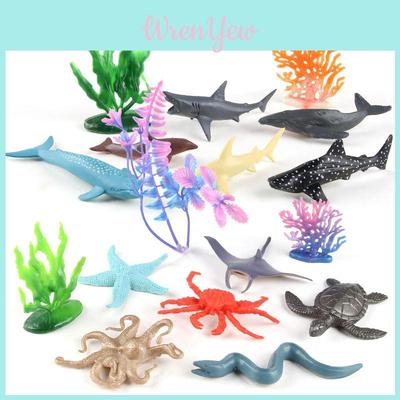 High Quality Pvc Mini Ocean Creature Figurine Set Featuring Dolphin Turtle Crab Octopus