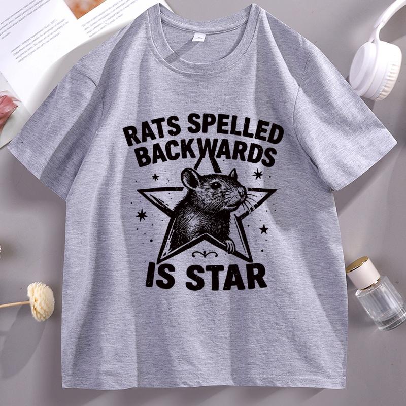 Rats Spelled Backwards Is Star Tshirt Unisex Funny Rat Tshirt Cotton Short Sleeve Animal T Shirt Printed Graphic Tees