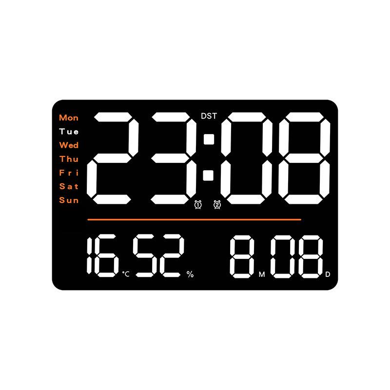 Multi-functional LED Wall Clock with Thermometer & Hygrometer - Large Display for Living Room