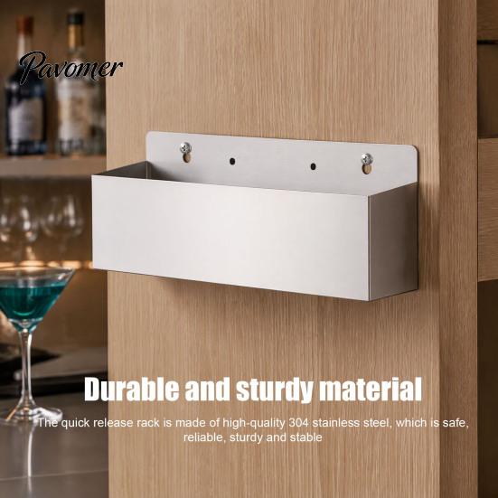 Restaurant Alcohol Display Shelf Stainless Steel Wall Mounted Liquor Bottle Rack, Single Row Drink Rail Kitchen Wine Holder Shelf, Compact Silver Rack