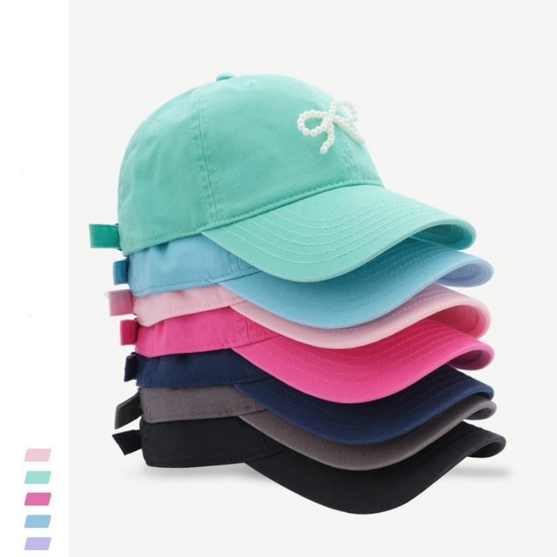 Hut Damen Nischendesign Süß Vielseitig Perlen Schleife Baseballkappe Softtop-Kappe