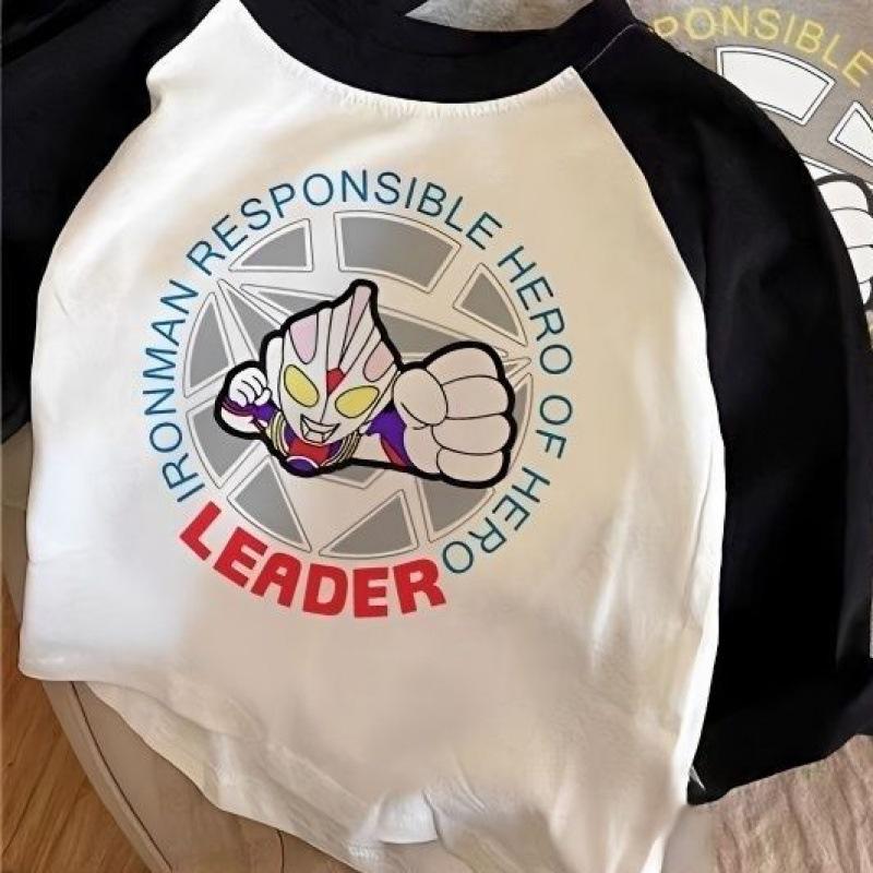 

Детская круглая рубашка с длинными рукавами и принтом Ultraman, футболка, детская футболка для детей старше 3 лет