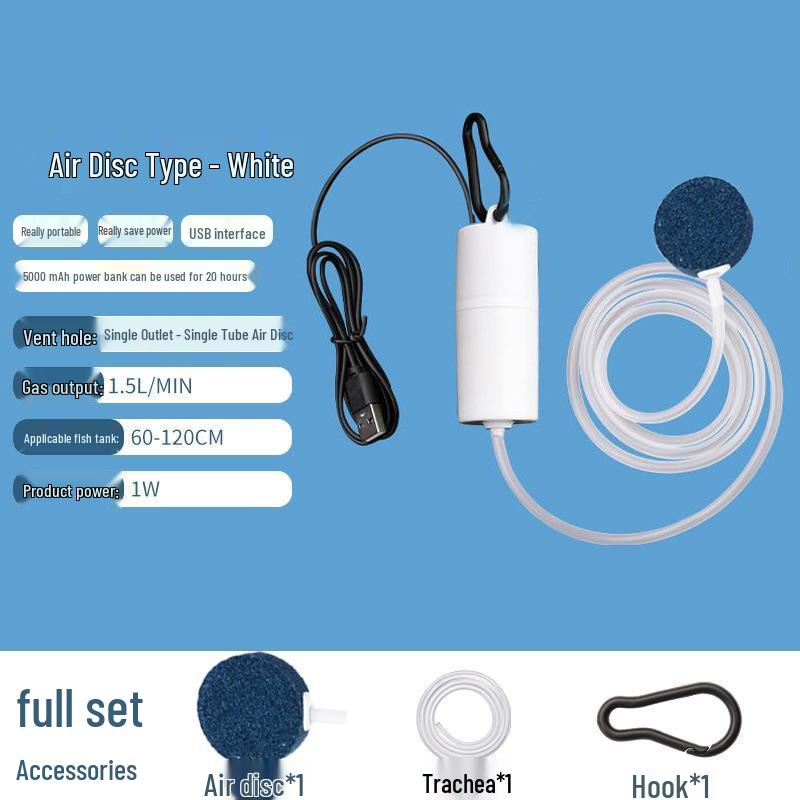 USB Rechargeable Silent Submersible Fish Tank Aerator Pump for Outdoor and Indoor Use