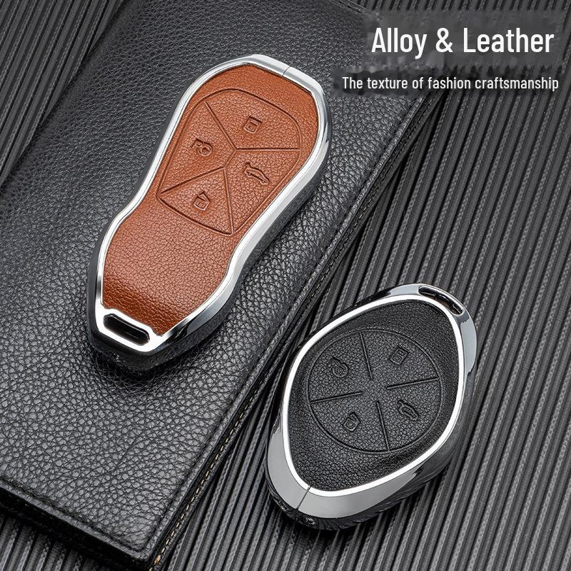 Husă de piele pentru cheie auto cu semnal bun pentru Xiaopeng P7 G9 G3 P5 - Metal acoperire completă, protecție față-verso