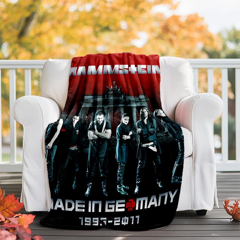 1pc Rammstein3 Theme Blanket - Digital Print, Polyester, Cozy for All Seasons, Perfect for Outdoor, Camping, and Travel