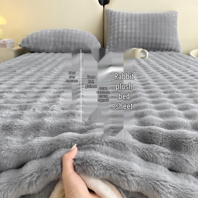 Winter Single Bed Coral Fleece Blanket: Thick Milk Velvet Rabbit Fur Fleece Sheet