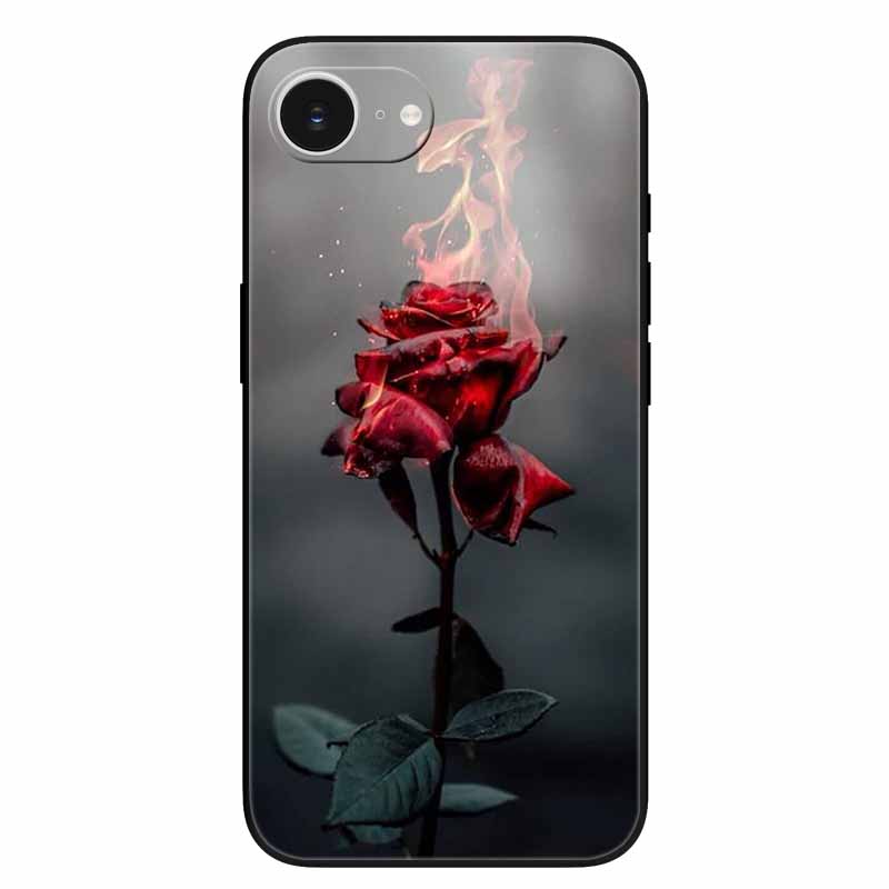 Schwarze Handyhülle Cover für Apple iPhone 16e Hüllen Gedruckte TPU Weiche Stoßfängerhülle für iPhone16e 16e 2025 Schutz Silikonhüllen