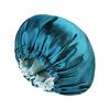 Women'S Satin Shower Caps Solid Bonnets Wide-Brimmed Night Sleeping Bathing Hat Unisex Head Wrap Elastic Band Hair Care Bonnet