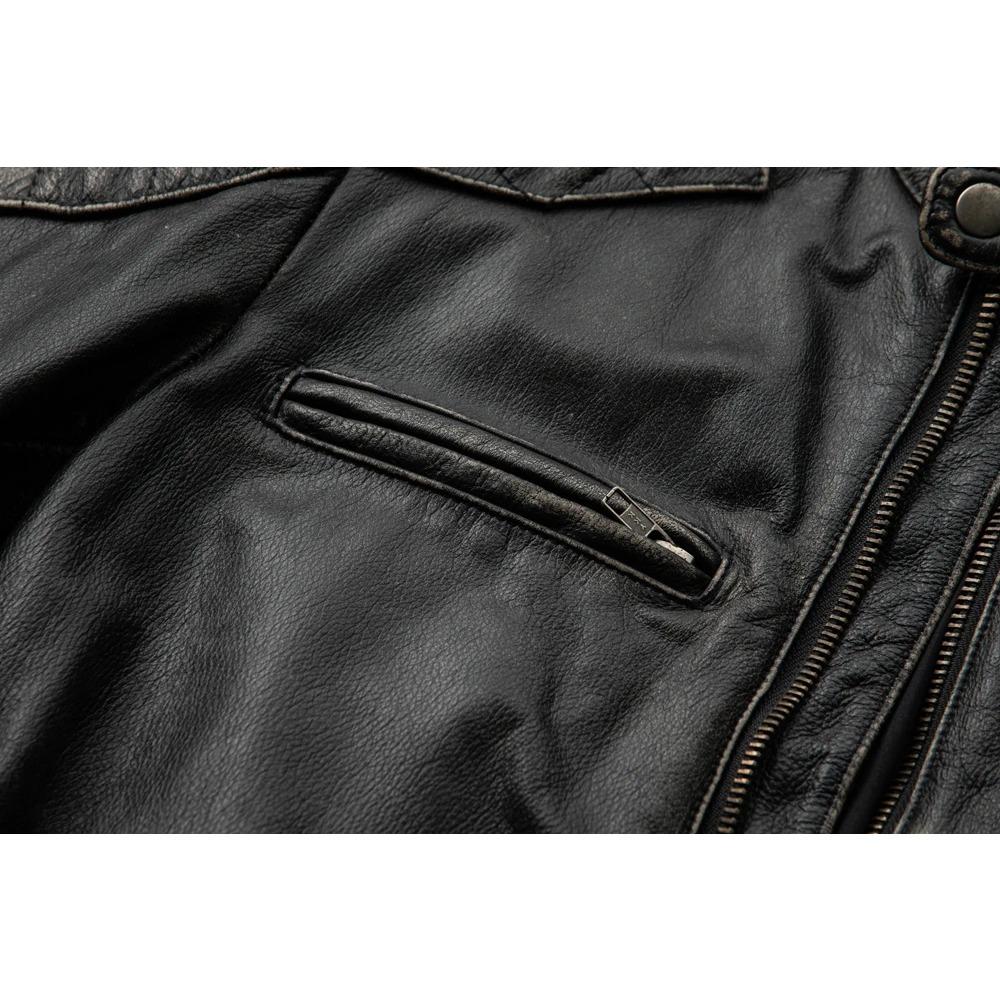 Giacca da motociclista in vera pelle da uomo vintage di taglia cinese, in pelle di mucca naturale, cappotto maschile autunnale