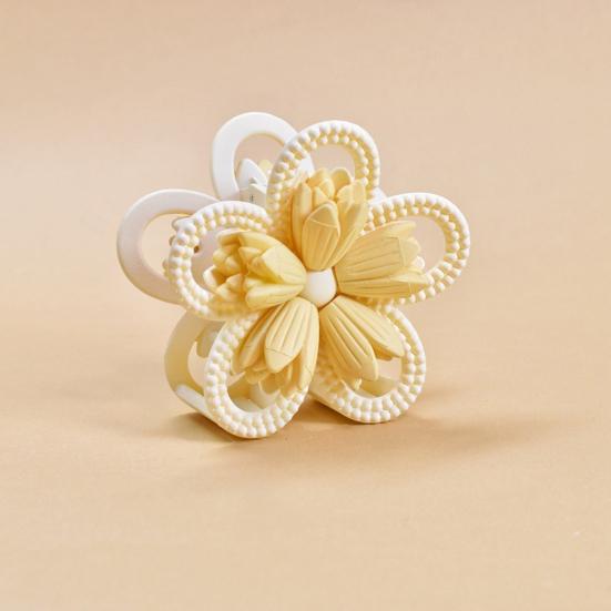 Women Hair Claw Double-Sided 3D Flower Design Strong Grip Hair Clip Anti-slip Design Back Head Hair Clip Hair Accessory