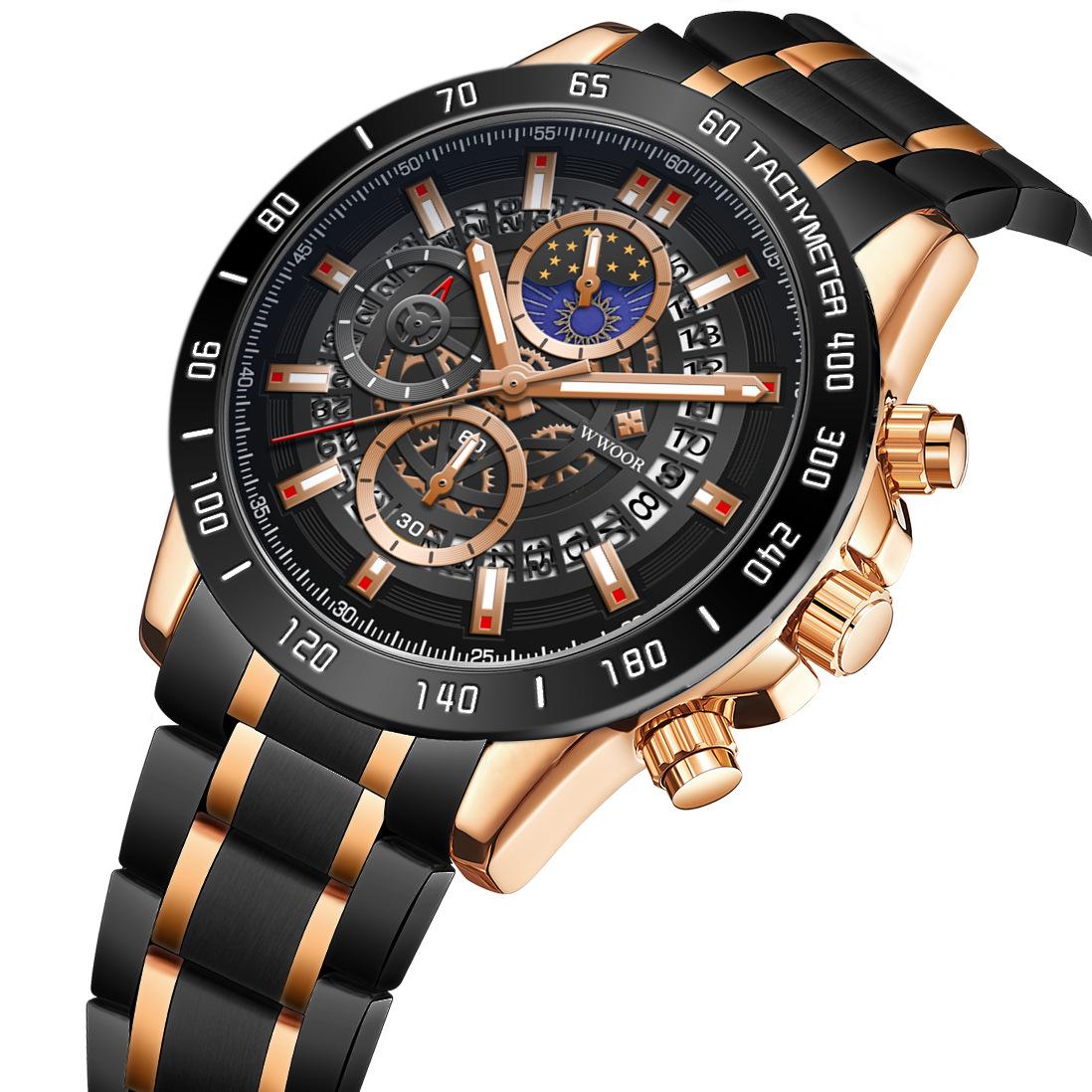 

WWOOR Мужские спортивные деловые мужские часы Водонепроницаемые модные кварцевые часы