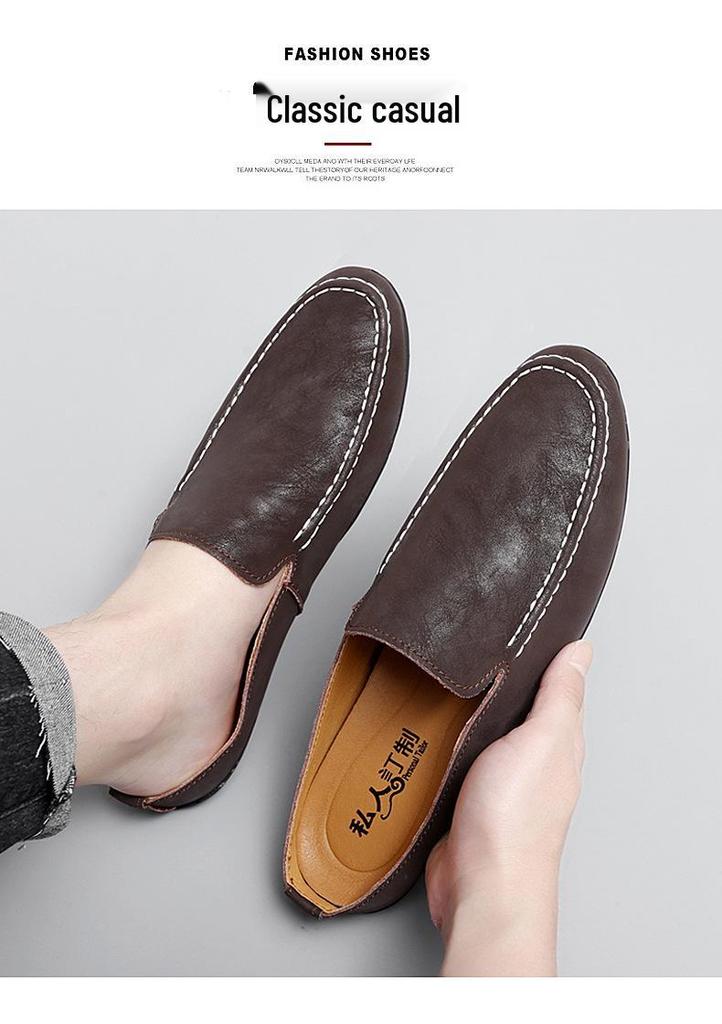 2024 Herren Mokassins aus weichem Leder zum Hineinschlüpfen: Freizeit-Schuhe im britischen Stil mit flacher Sohle