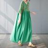 Cotton and Linen Summer Patchwork Retro Style Dress Long Skirt