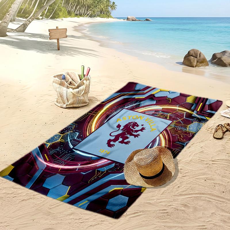 Asciugamano da Spiaggia con Stampa Calcio Aston Villa, Asciugamano Grande Morbido ad Asciugatura Rapida per Spiaggia Campeggio Nuoto