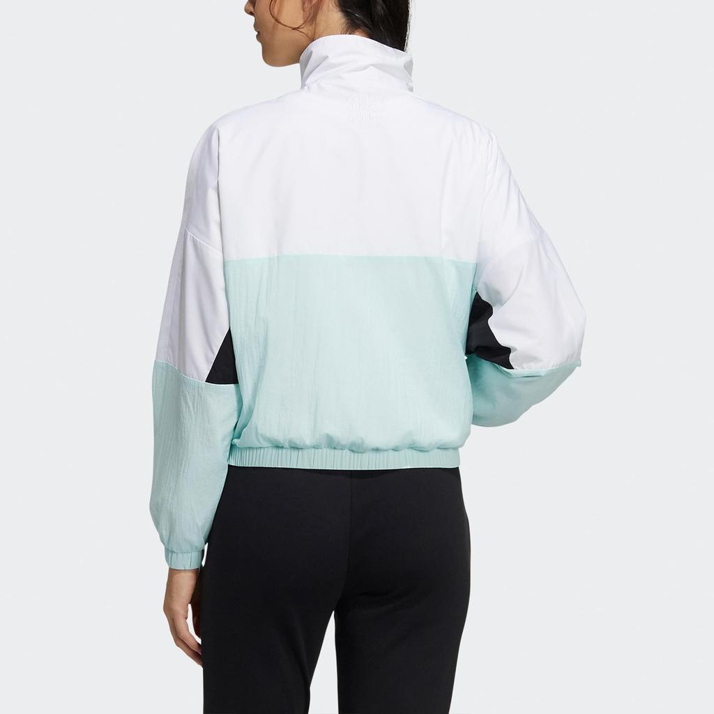 adidas Neo Women's White Green Colorblock Casual Sports Sun Protection Jacket GP5424