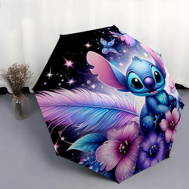 Stitch, Ombrello Fantasy ad Apertura e Chiusura Automatica, Ombrello da Viaggio Compatto, Leggero e Portatile, Adatto per Spiaggia Pendolarismo Busi