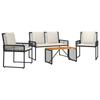 Garden Furniture Set with Cushions 4 Pcs Black and Cream White