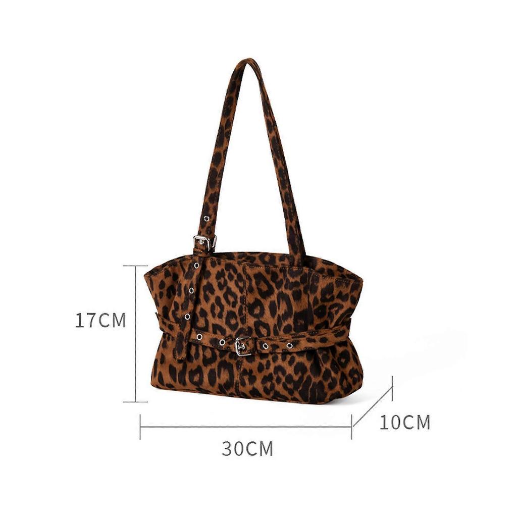 Suedes Bag With Leopards Print Design Spacious Retro Shoulder Bags Underarm Purse Handbag For Women Work Commute Green