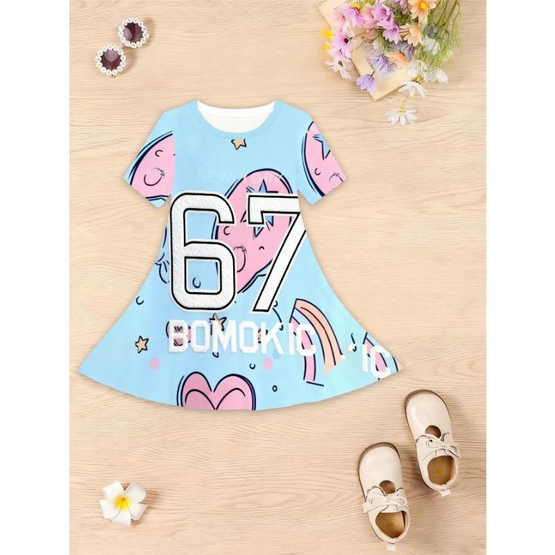 

Girls Princess Party Dresses with Short Sleeves & Mid-Length - Lightweight Everyday Birthday Outfits, 34Y