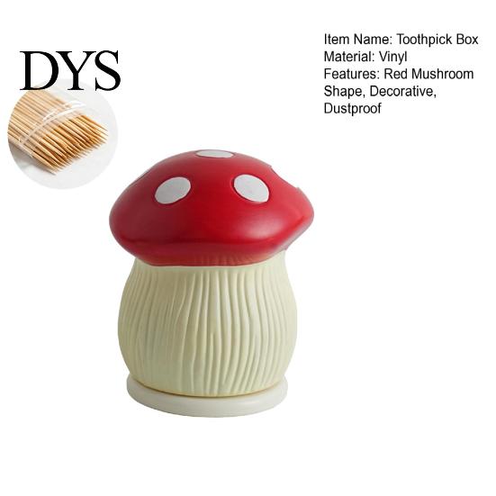 Restaurant Toothpick Dispenser Red Mushroom Holder Decorative Tooth Picks Box Home Office Kitchen Storage Container Housewarming Gift Portable