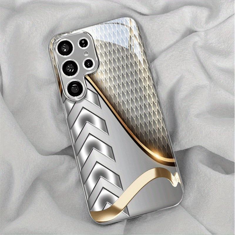 Custodia Rigida per Telefono in Vetro Metallico con Motivo Curvo Adatta per Samsung Galaxy S26 S25 S24 S22 S21 S20 FE/Ultra/Plus
