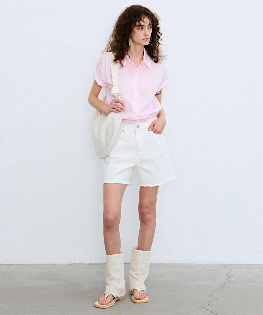 Nigaennikol Standard Collar Half Shirt_Pink