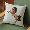 Horse Cushion Cover Cotton Linen Beige Sofa Decorative Pillows Covers Animals Black Horse Pillow case for waist back Car Seat