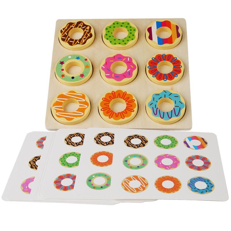 Wooden Doughnut Colors Pairing Toys Montessori Early Education Puzzle Color Matching Game Kindergarten Game Teaching Aids