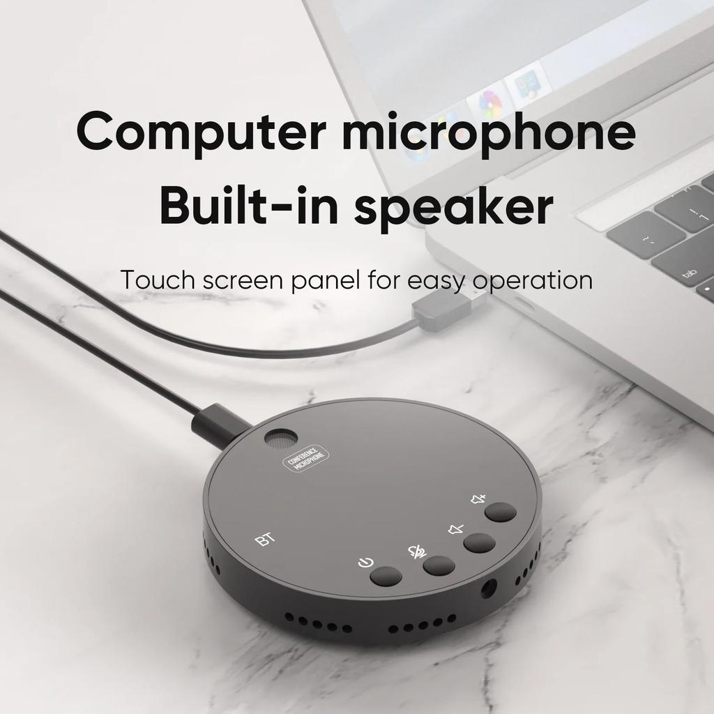 Desktop USB Conference Speakerphone BT Microphone 360° Omnidirectional Condenser Plug & Play PC Computer Mic with Speaker Mute