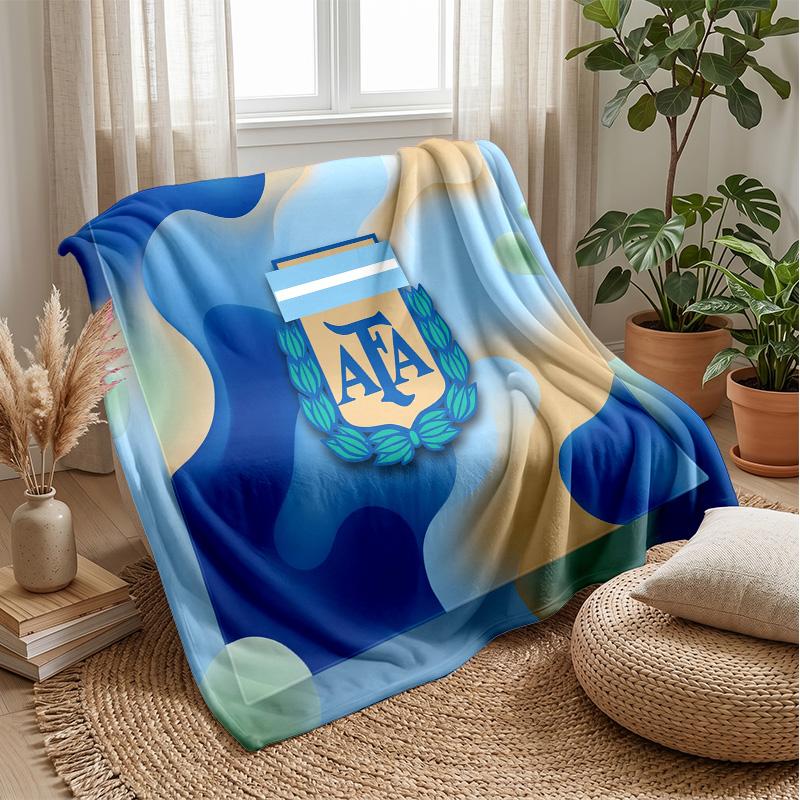 Argentina Football Printed Flannel Blanket Skin Friendly Warm Decorative Throw for Indoor Couch Bed Daily Use
