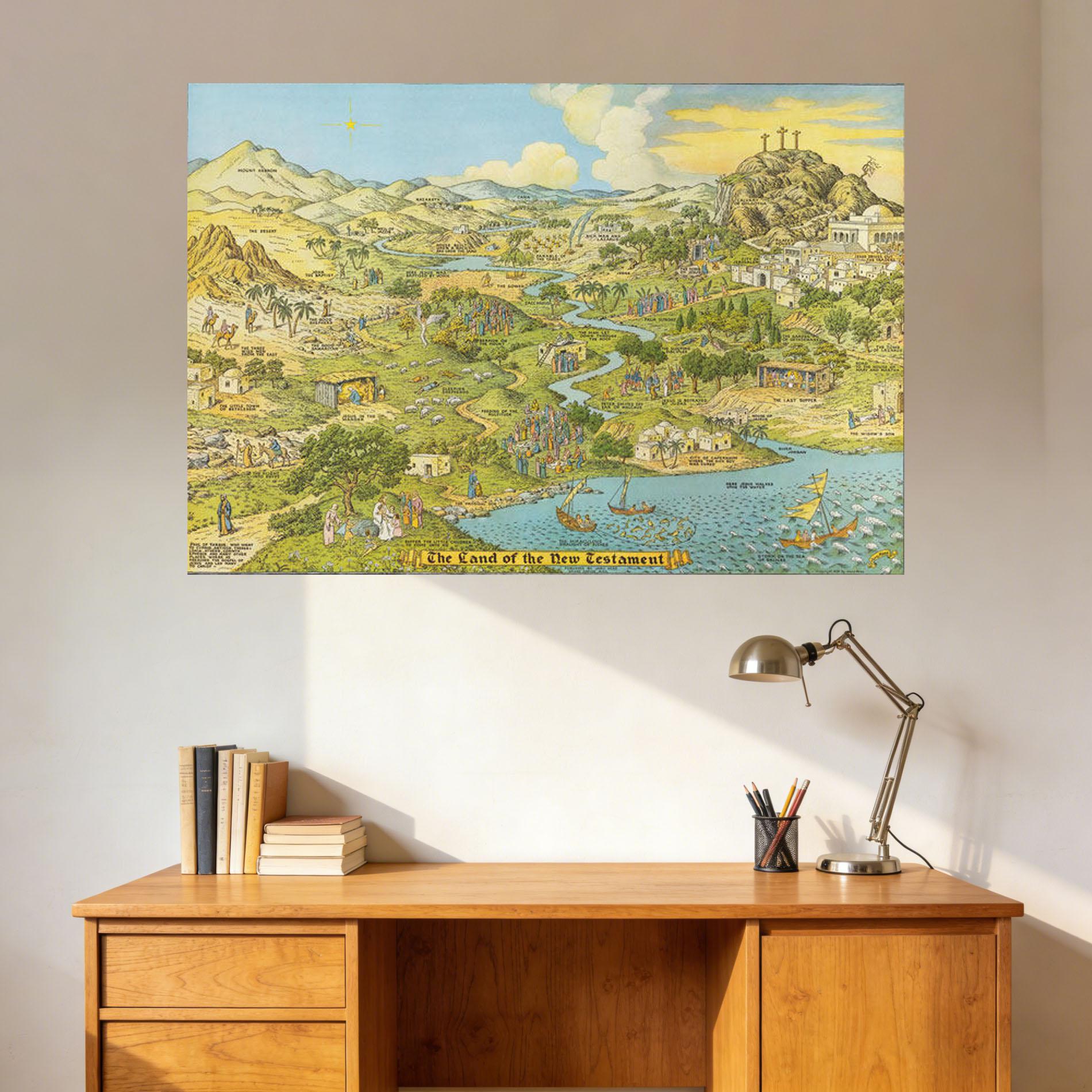 

Jaro Hess The Land of the New Testament Printed Tapestry Unique Art Wall Hanging Literary Aesthetic Background Cloth 74x94cm(29x37in)