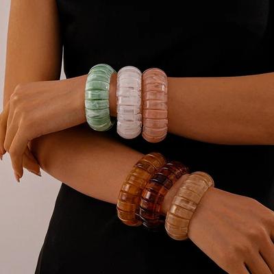 DIEZI Übertriebene Retro Harz Elastisches Seil Armreifen Mode Hip Hop Rund Geometrisch Acryl Armband Armreifen Damen Herren Schmuck