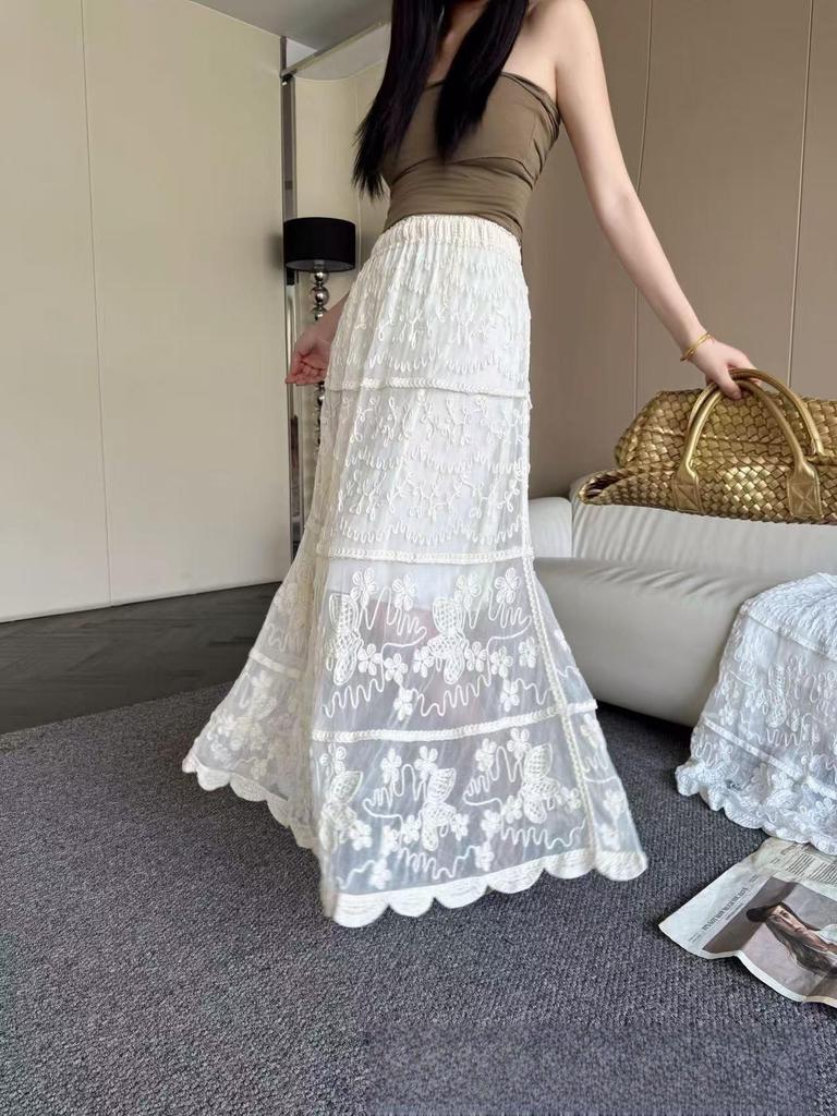 Lace Half-Skirt Elastic Qipao Underskirt - Retro Versatile Autumn/Winter Base Layer