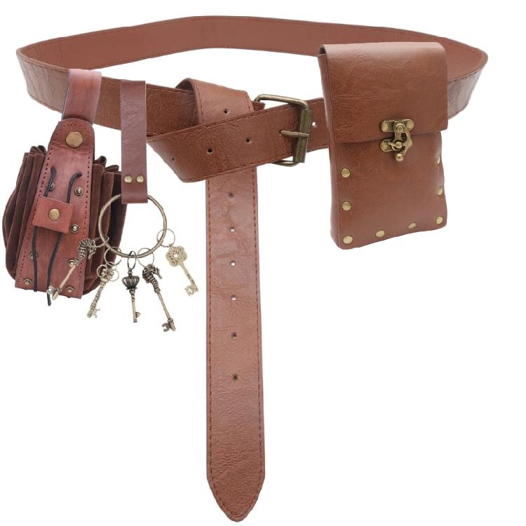 Medieval Leather Waist Pack for Women Men, Leather Rivet Waist Pouches Medieval Waist Coin Bag for Cosplay Party