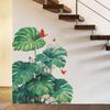 Simulated Turtle-back Bamboo, Green Leaves and Butterfly Living Room and Study Wall Decoration Stickers