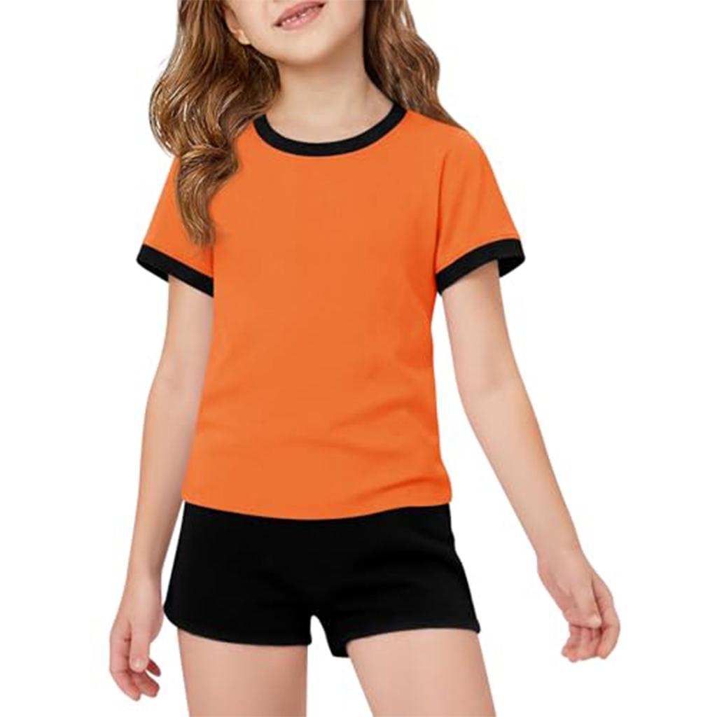Kid Patriotic Outfit - Short Sleeve & Shorts 2-Piece Set For Girl