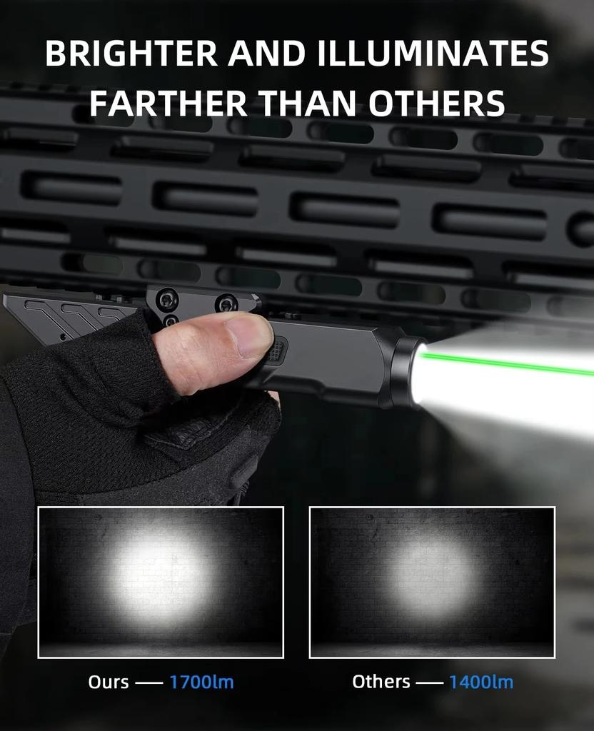 Richfire Tactical LED Flashlight with 1700 Lumen 2 in 1 High Power Rechargeable Low Profile and Lightweight for Hunting