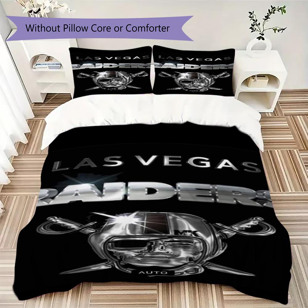 Las Vegas Raiders Pattern Bedding uilt Set uilt Cover Pillowcase Home Decoration Birthday Gift (1*duvet cover + 2*pillowcase without core)