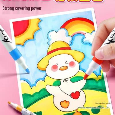 Acrylic Watercolor Marker Pen for Kids - Refillable and Stackable, Ideal for Art and Painting In Kindergarten and Primary School.